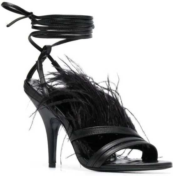 Patrizia Pepe 115mm ankle-tie leather sandals Black