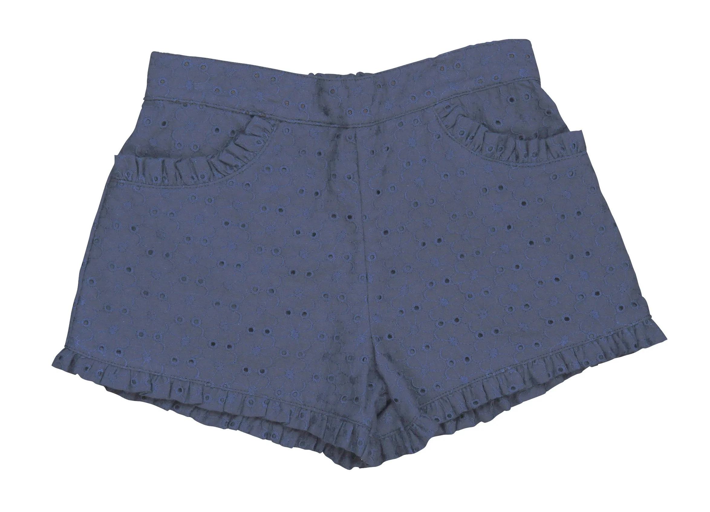 Phoebe Pocket Shorts Navy Eyelet