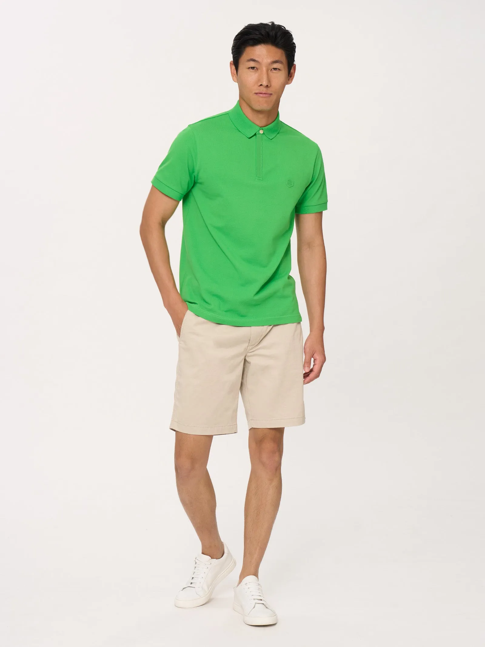 Polo in Eco Cotton Piquet Stretch - Tangerine