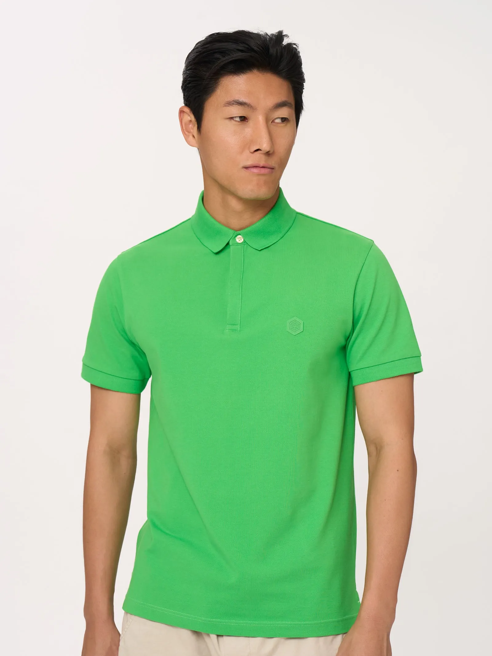 Polo in Eco Cotton Piquet Stretch - Tangerine