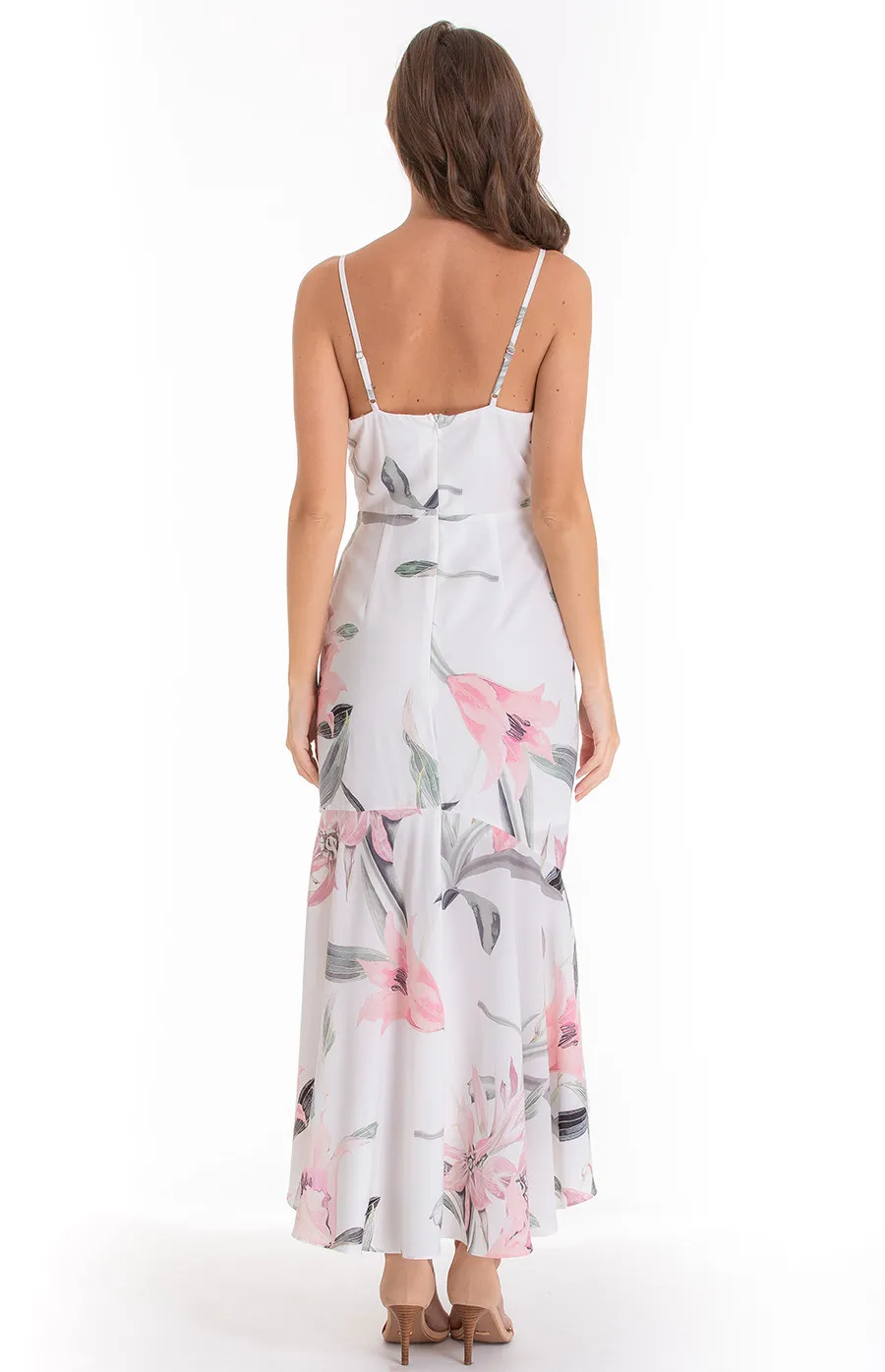 Printed Midi Dress with Asymmetric Hem (ADR900A)