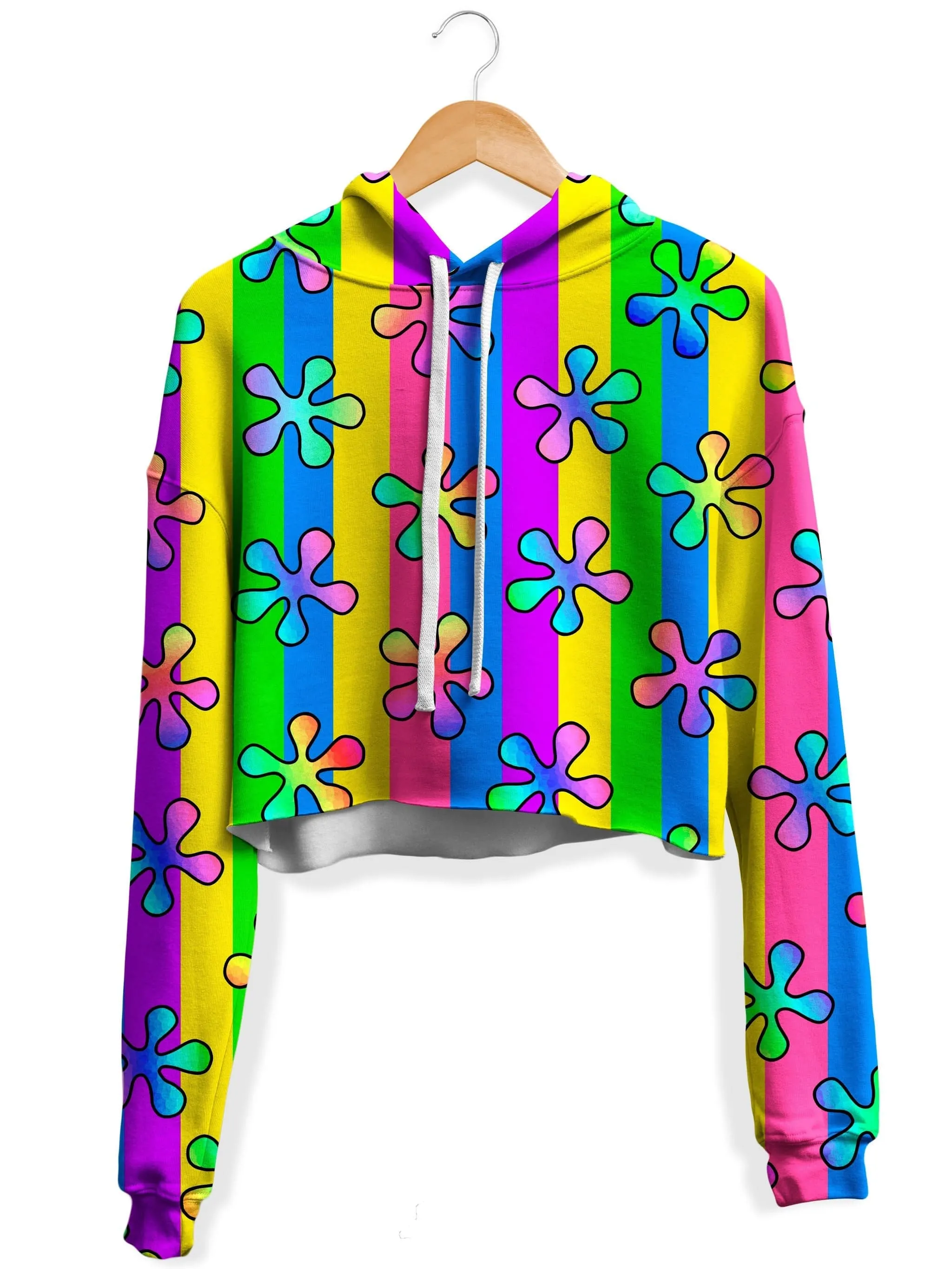 Psychedelic 60s Fleece Crop Hoodie