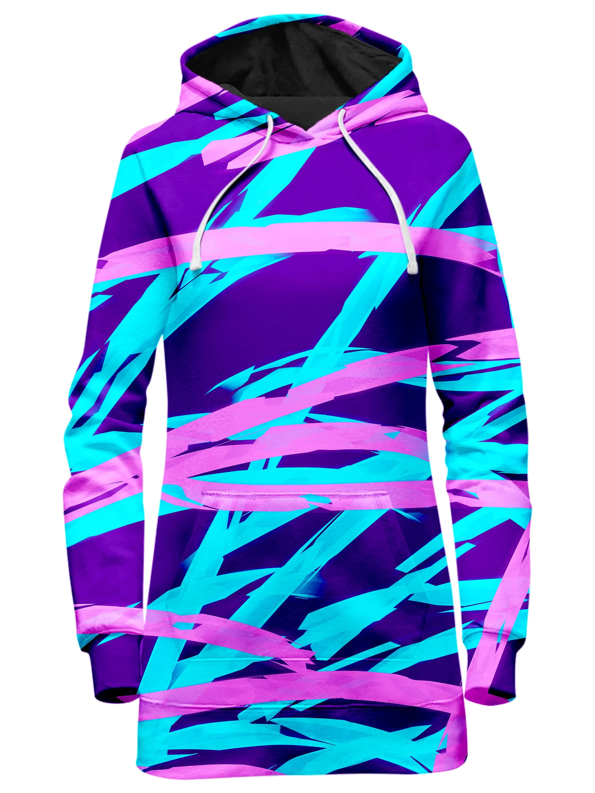 Purple and Blue Rave Abstract Hoodie Dress and Leggings Combo