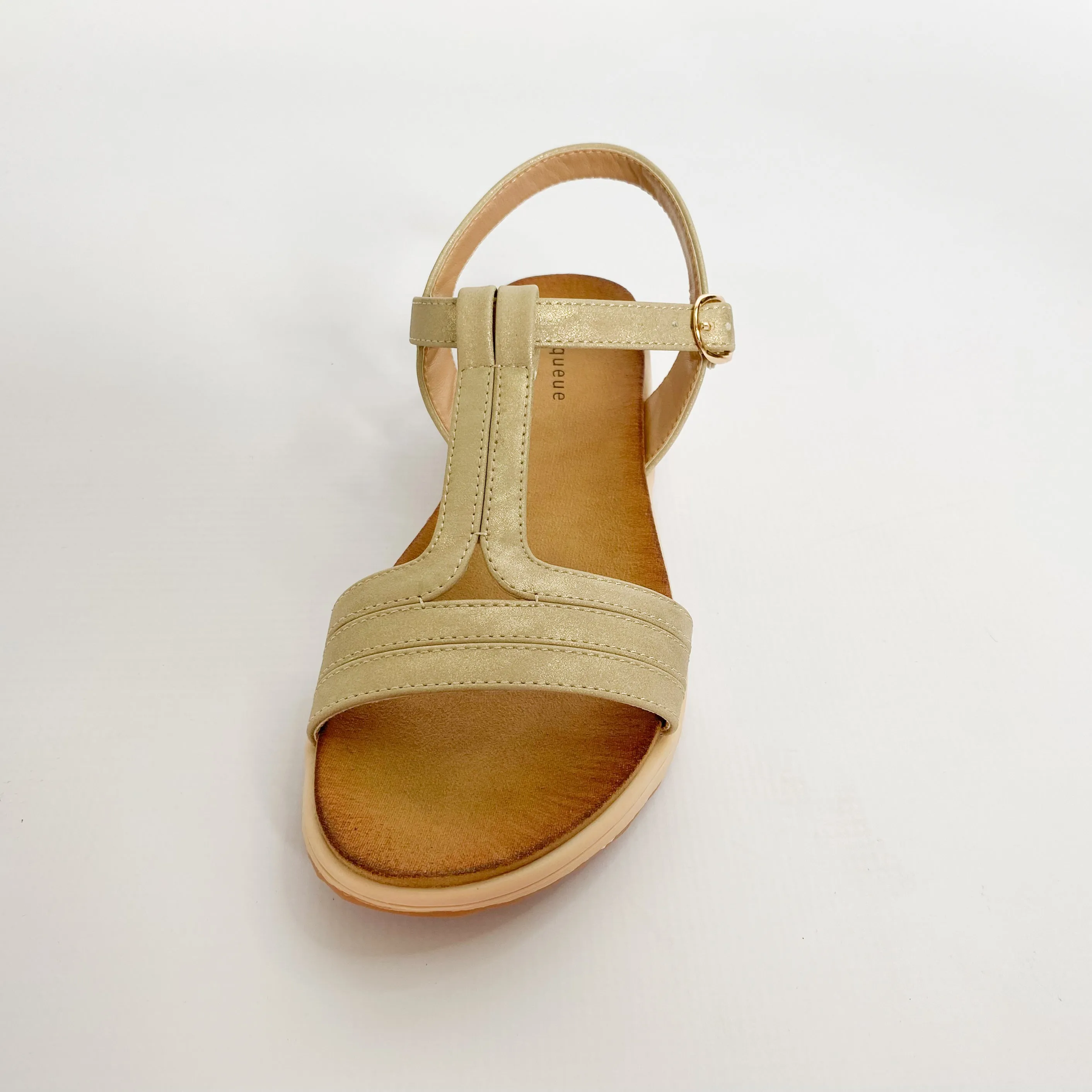 Queue gold t-bar sandal