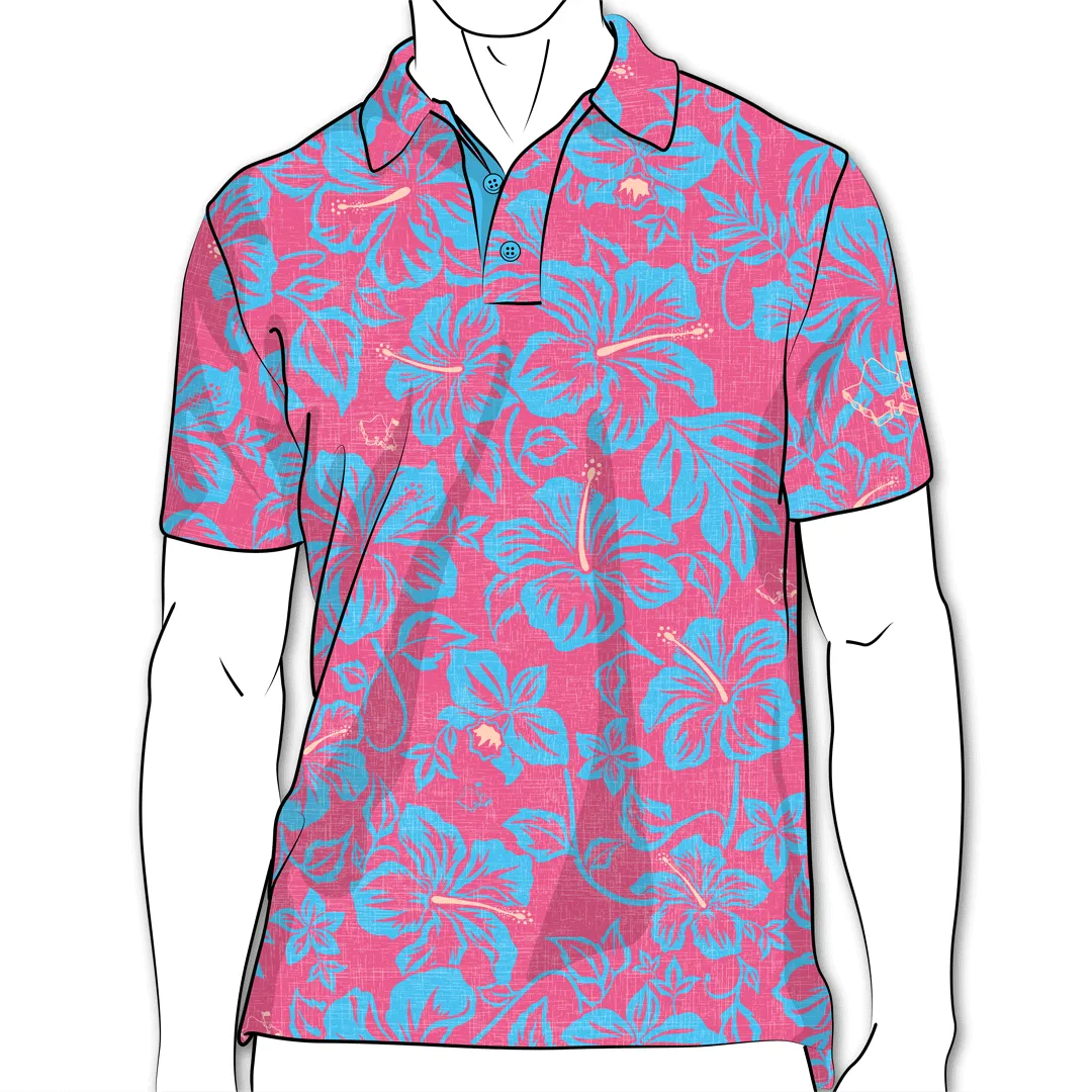 Raspberry Bloom - OGA Men's Polo -  Raspberry Blue