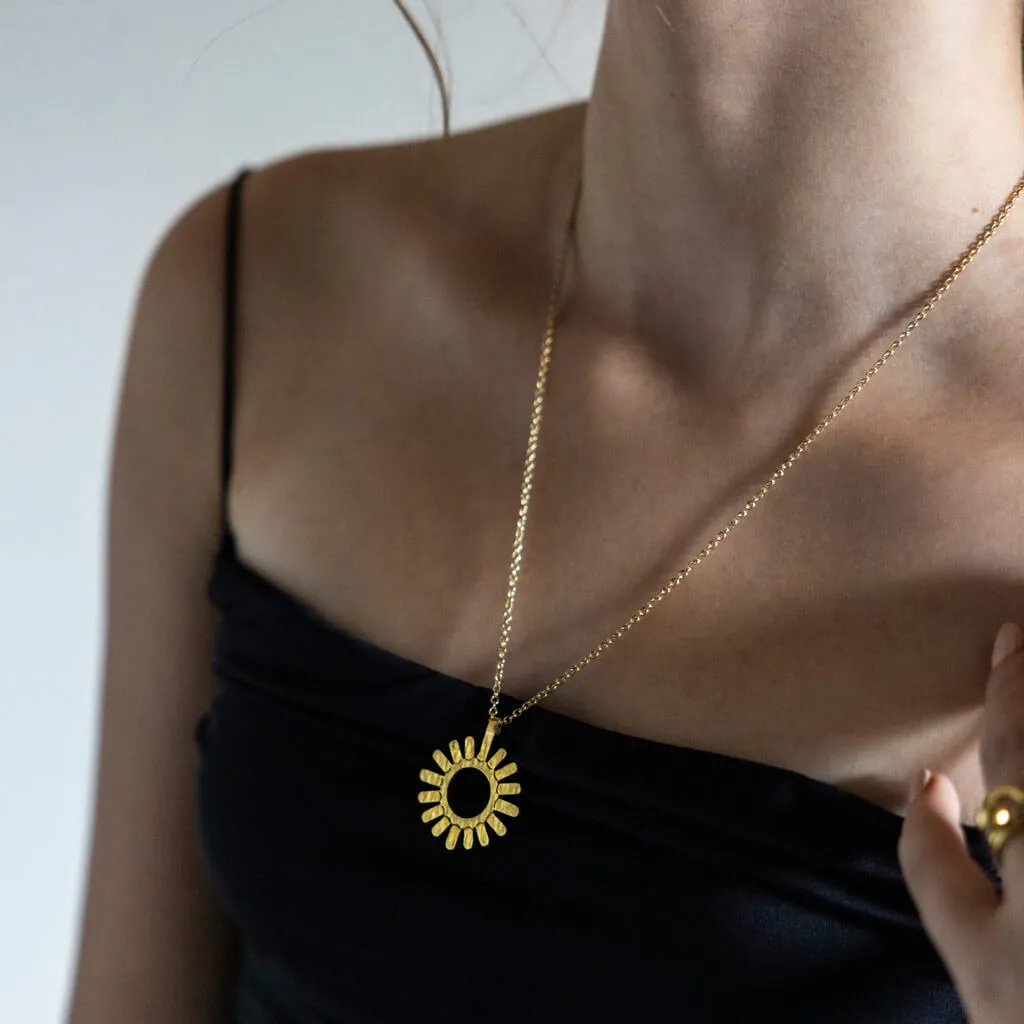 Ray Pendant Necklace - Brass