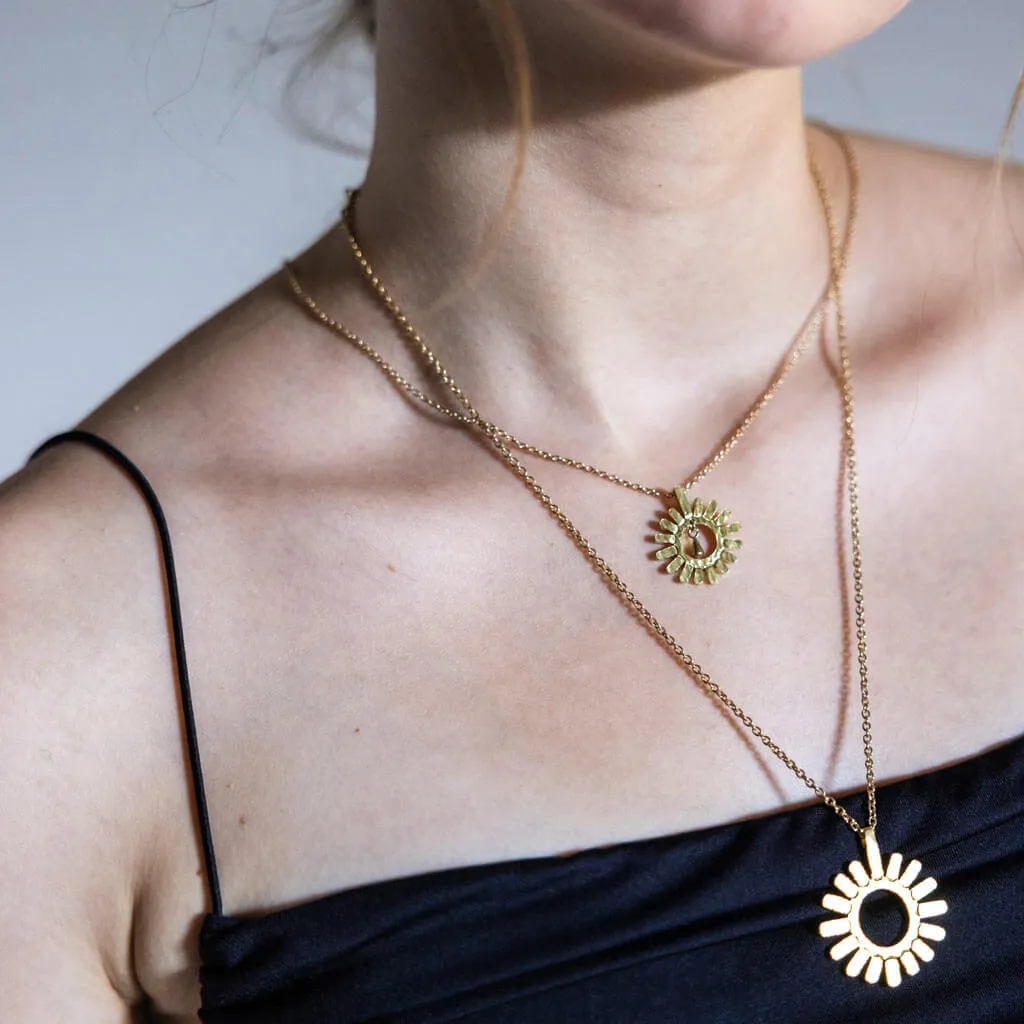 Ray Pendant Necklace - Brass