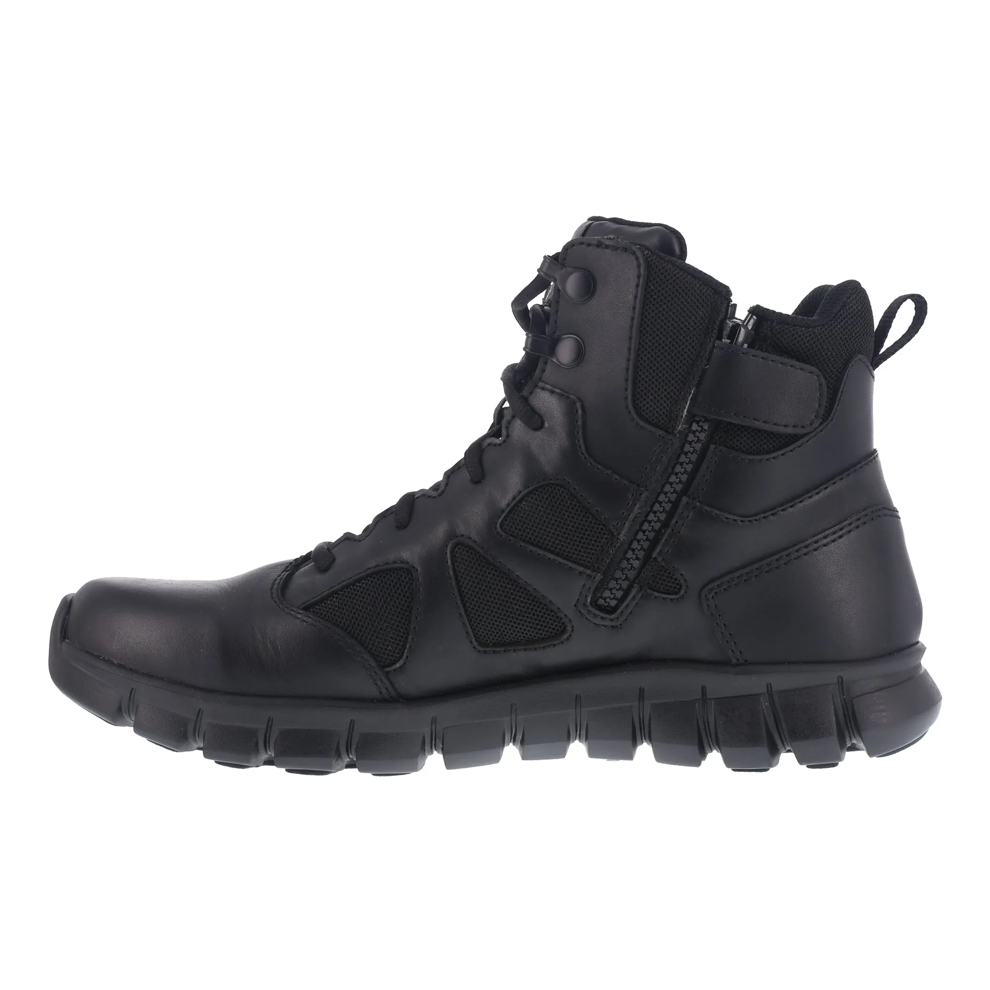 Reebok Mens Black Leather Work Boots Sublite Tactical Cushion