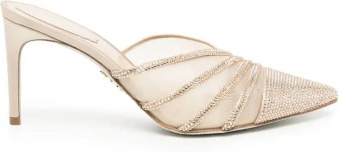 René Caovilla 70mm rhinestone-embellished sandals Gold