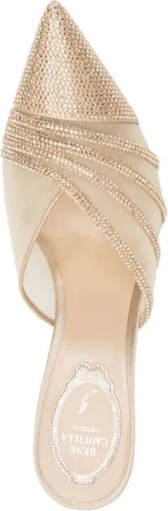 René Caovilla 70mm rhinestone-embellished sandals Gold