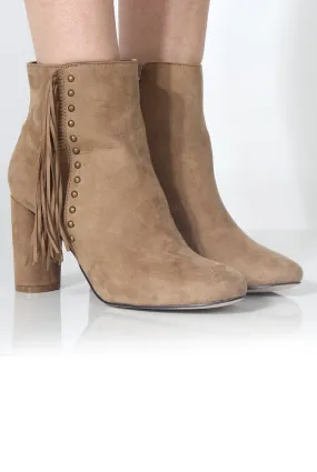 Rosaleen Taupe Suede Tassel Boots