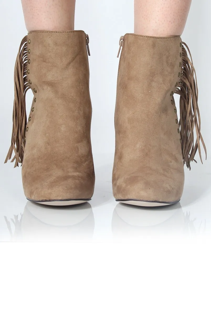 Rosaleen Taupe Suede Tassel Boots