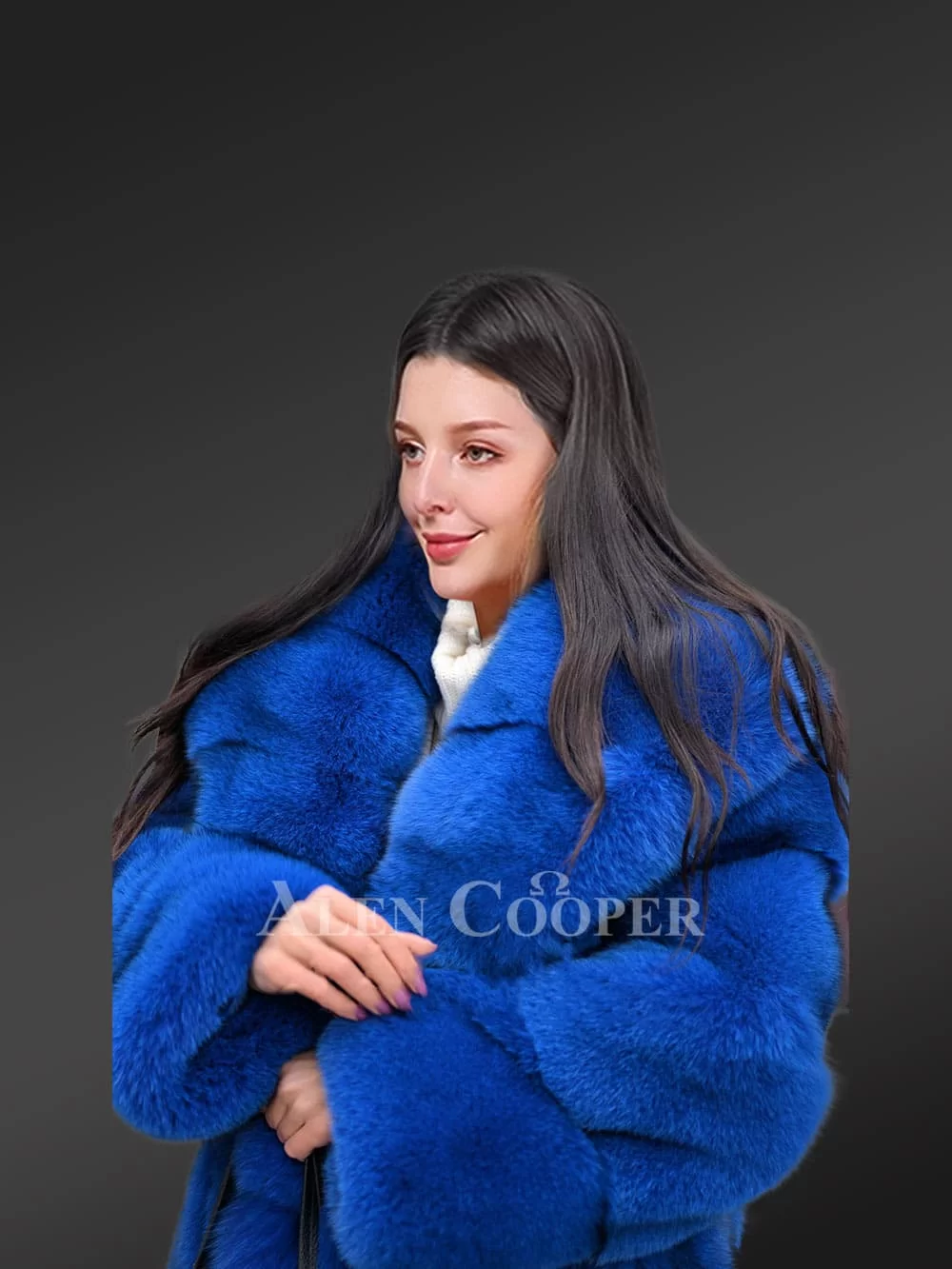 Royal Blue Tuxedo Coat For Women