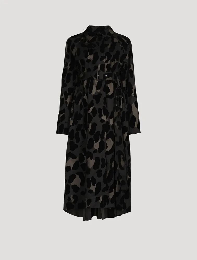 SACAI Belted Trench Coat Leopard Print