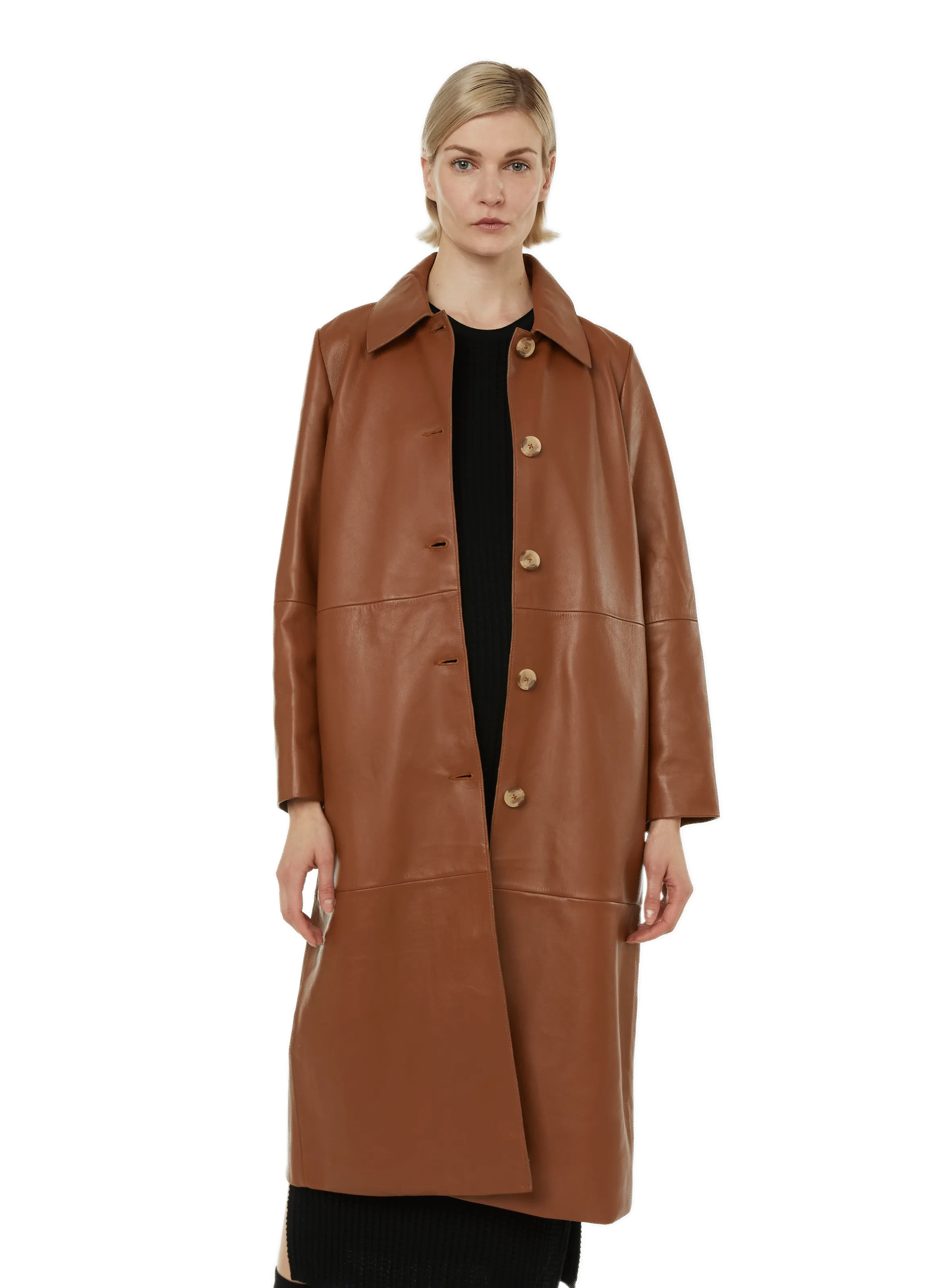 Saison 1865  Leather trench coat - Brown