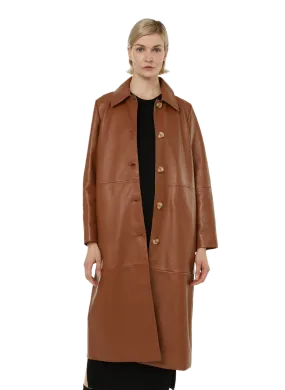 Saison 1865  Leather trench coat - Brown