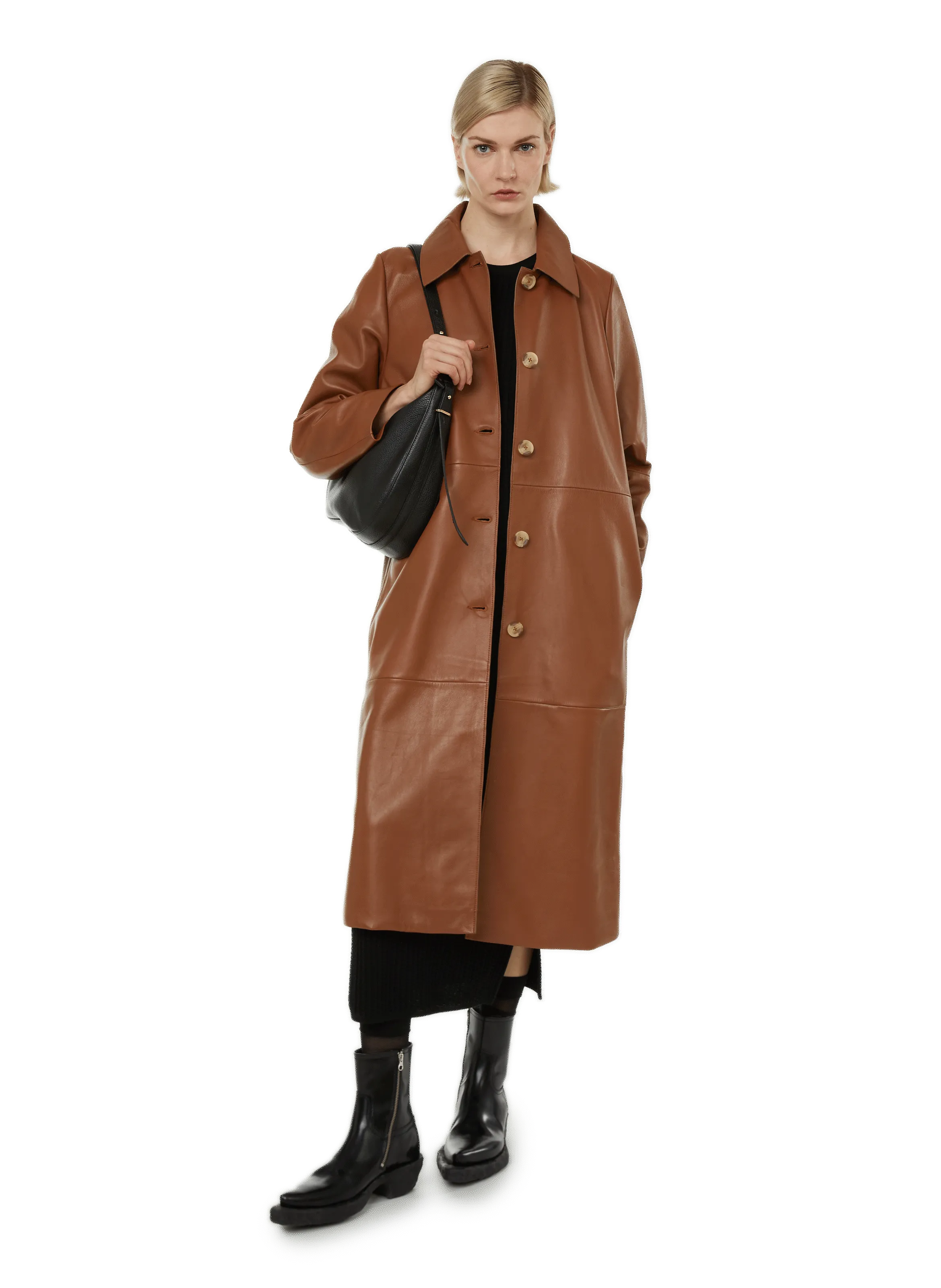 Saison 1865  Leather trench coat - Brown