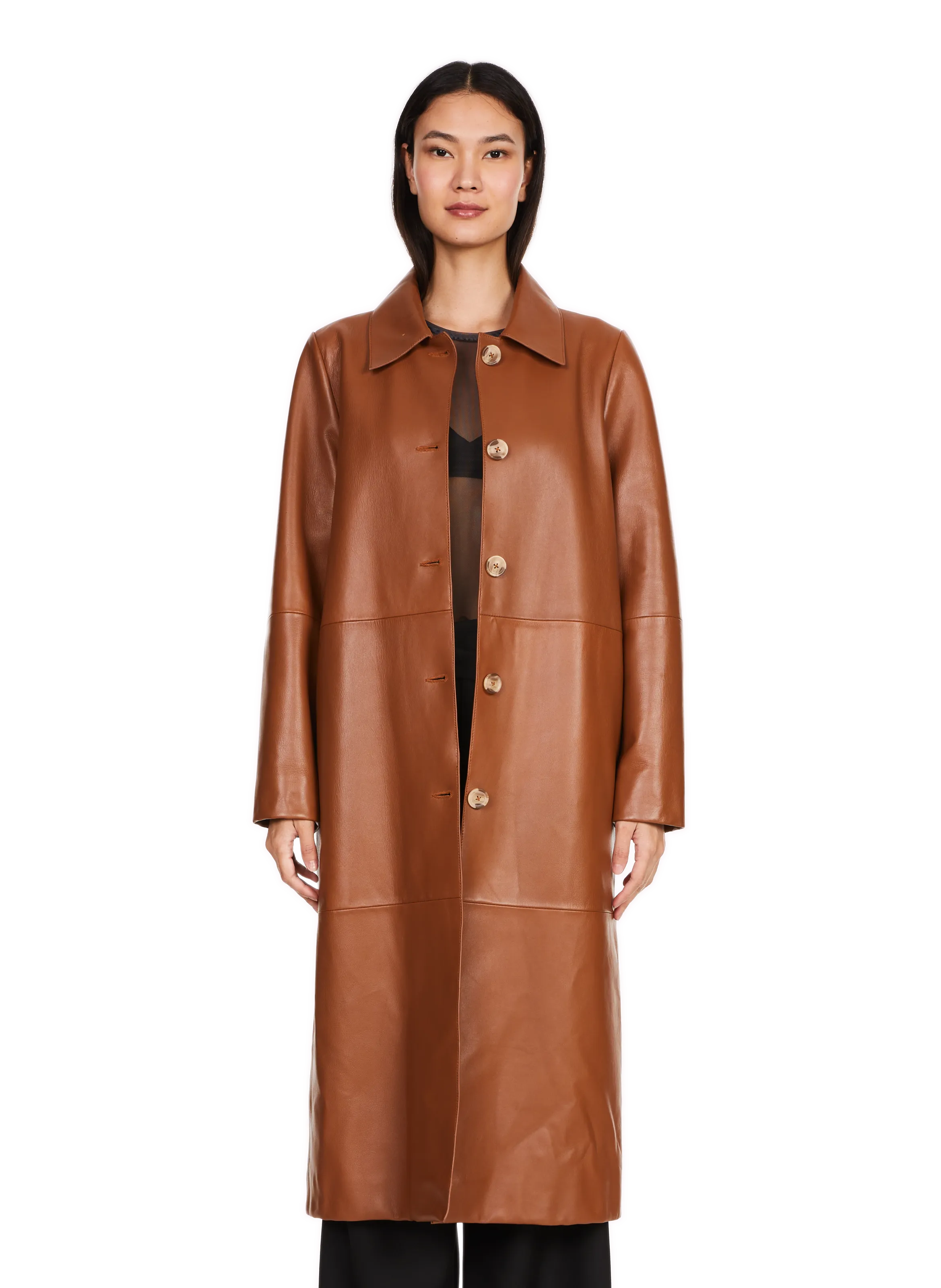 Saison 1865  Leather trench coat - Brown