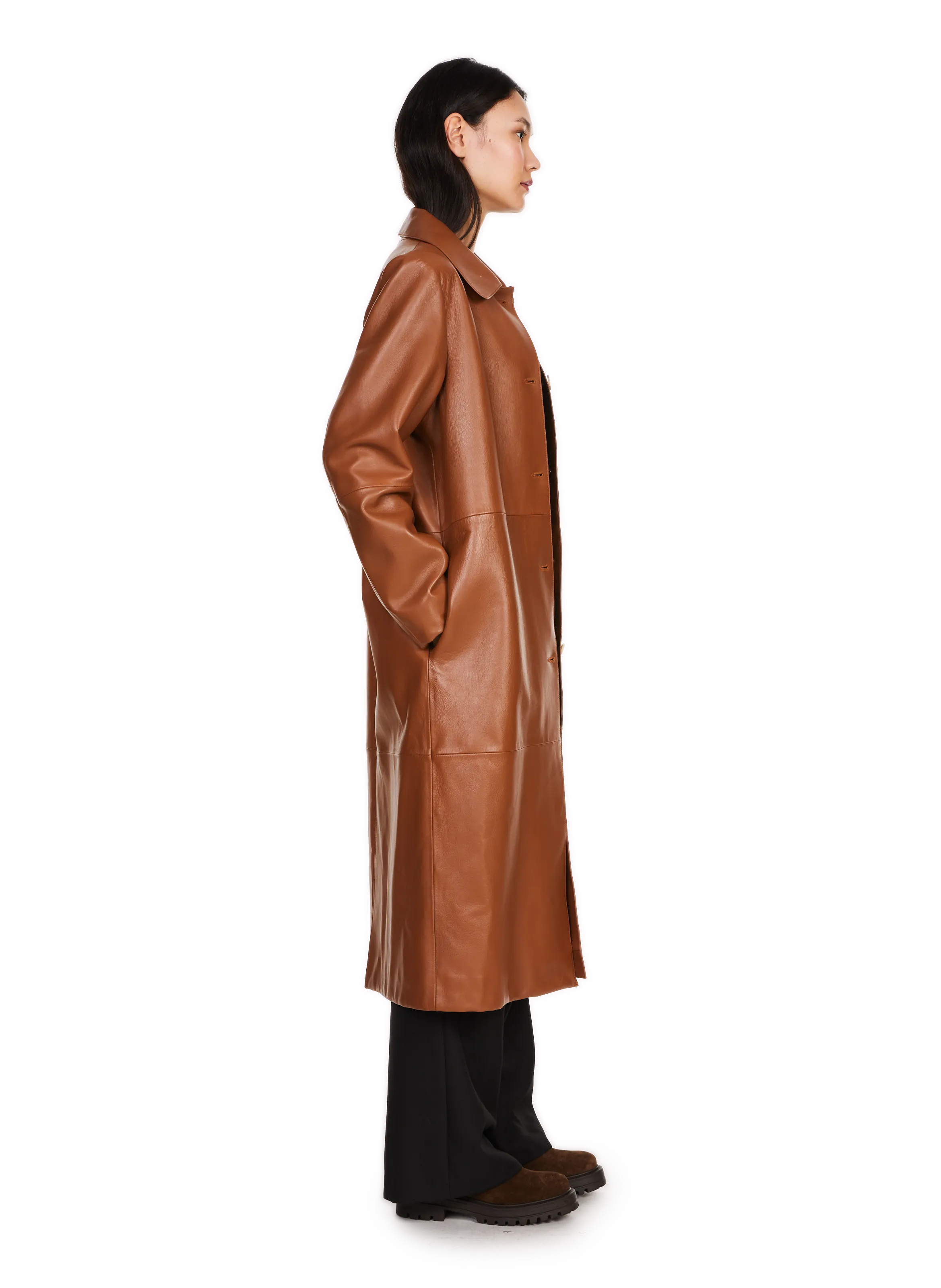 Saison 1865  Leather trench coat - Brown