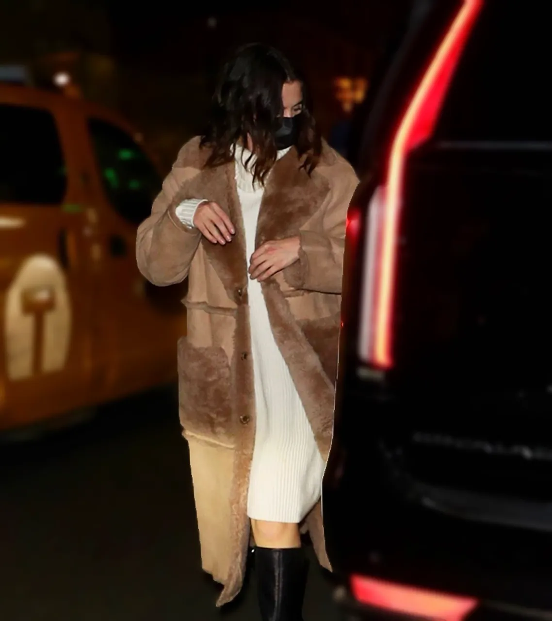 Selena Gomez Brown Teddy Coat 2022