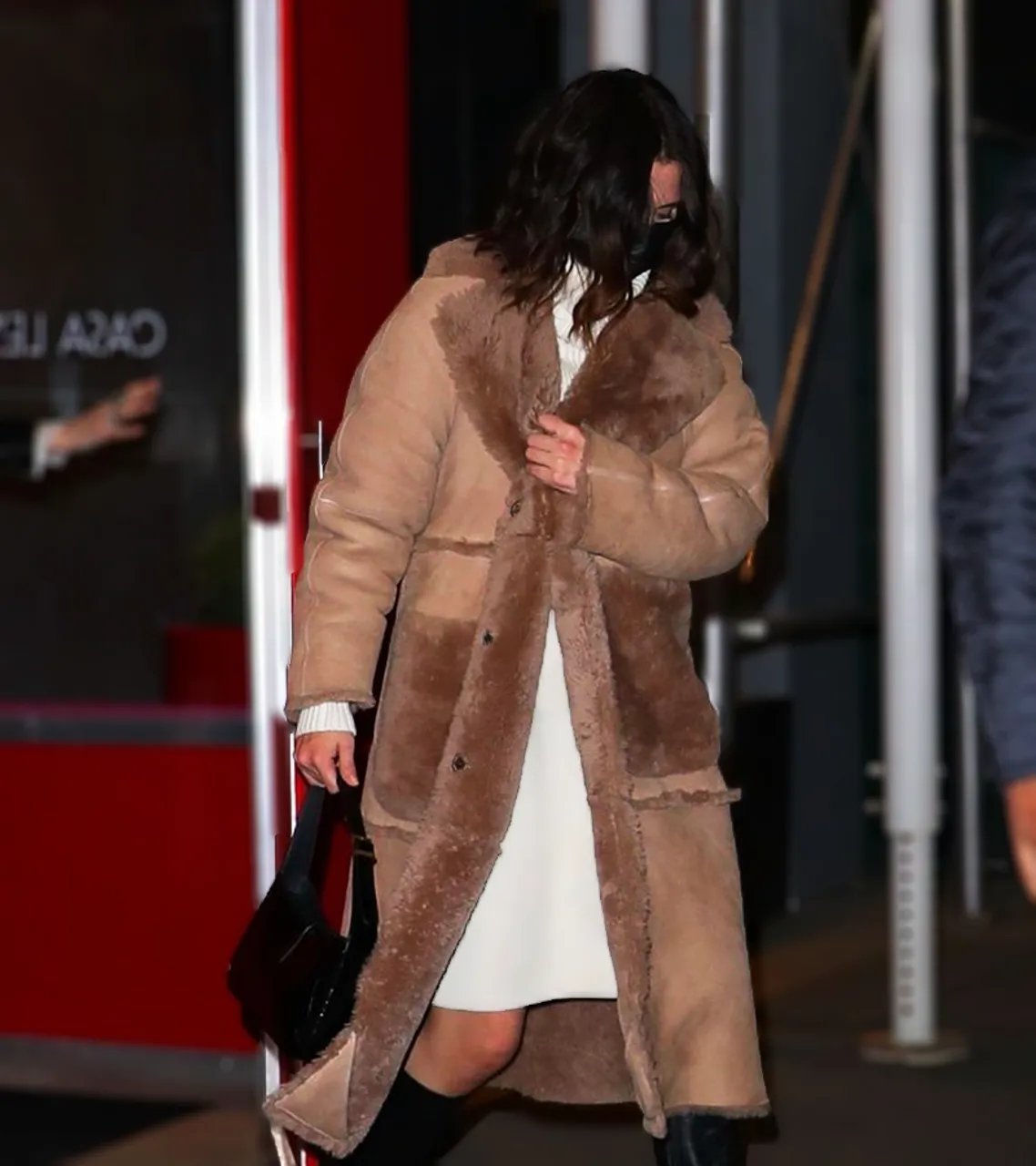 Selena Gomez Brown Teddy Coat 2022