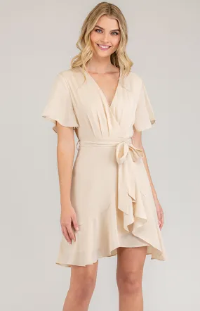 Short Sleeve Dress with Pleated Front and Ruffle Detail (SDR596B)