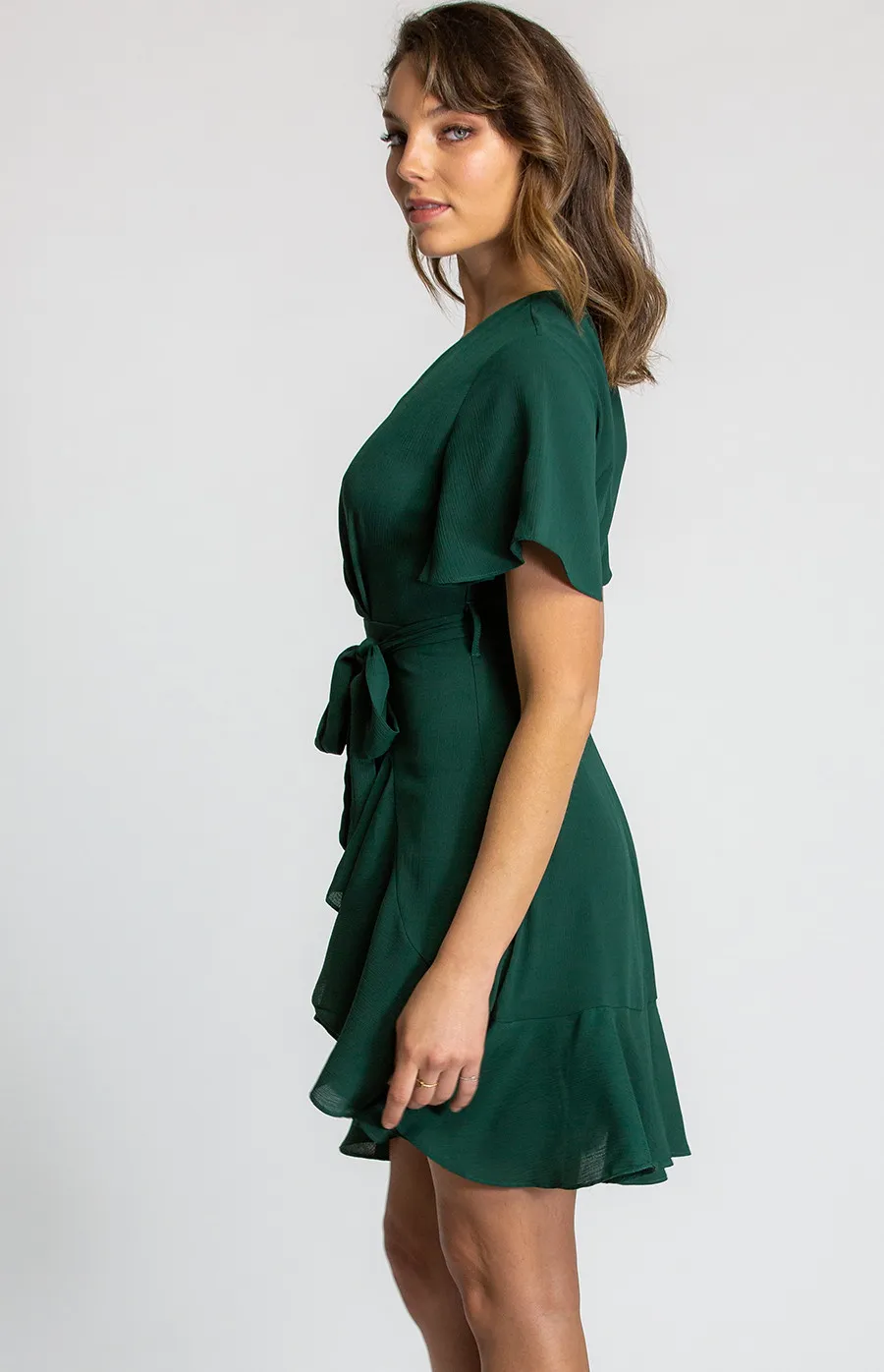 Short Sleeve Dress with Pleated Front and Ruffle Detail (SDR596B)