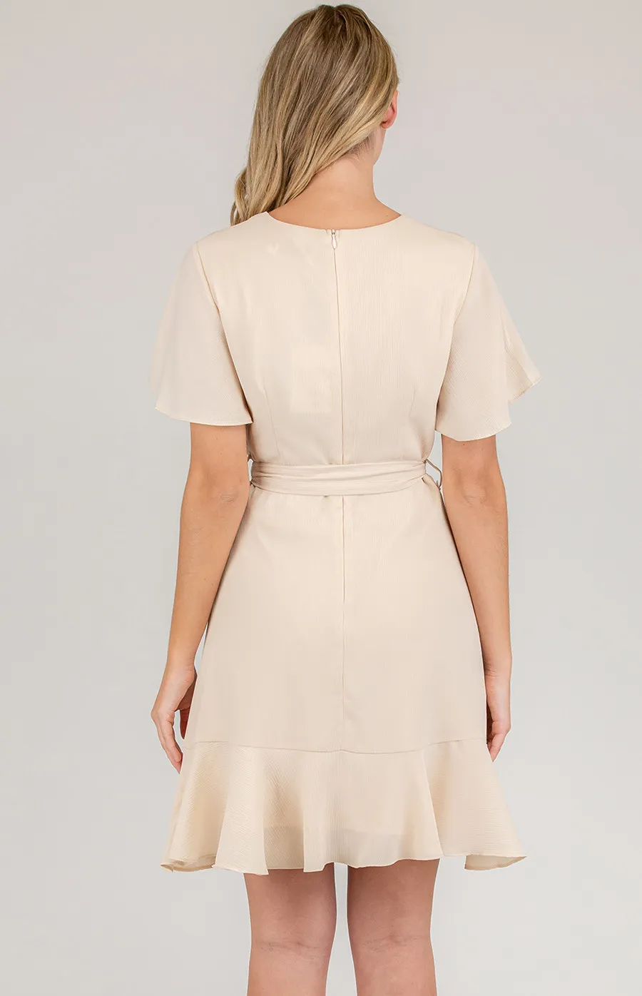 Short Sleeve Dress with Pleated Front and Ruffle Detail (SDR596B)