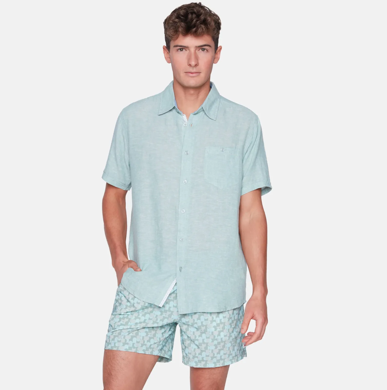 SHORT SLEEVE LINEN BLEND SHIRT