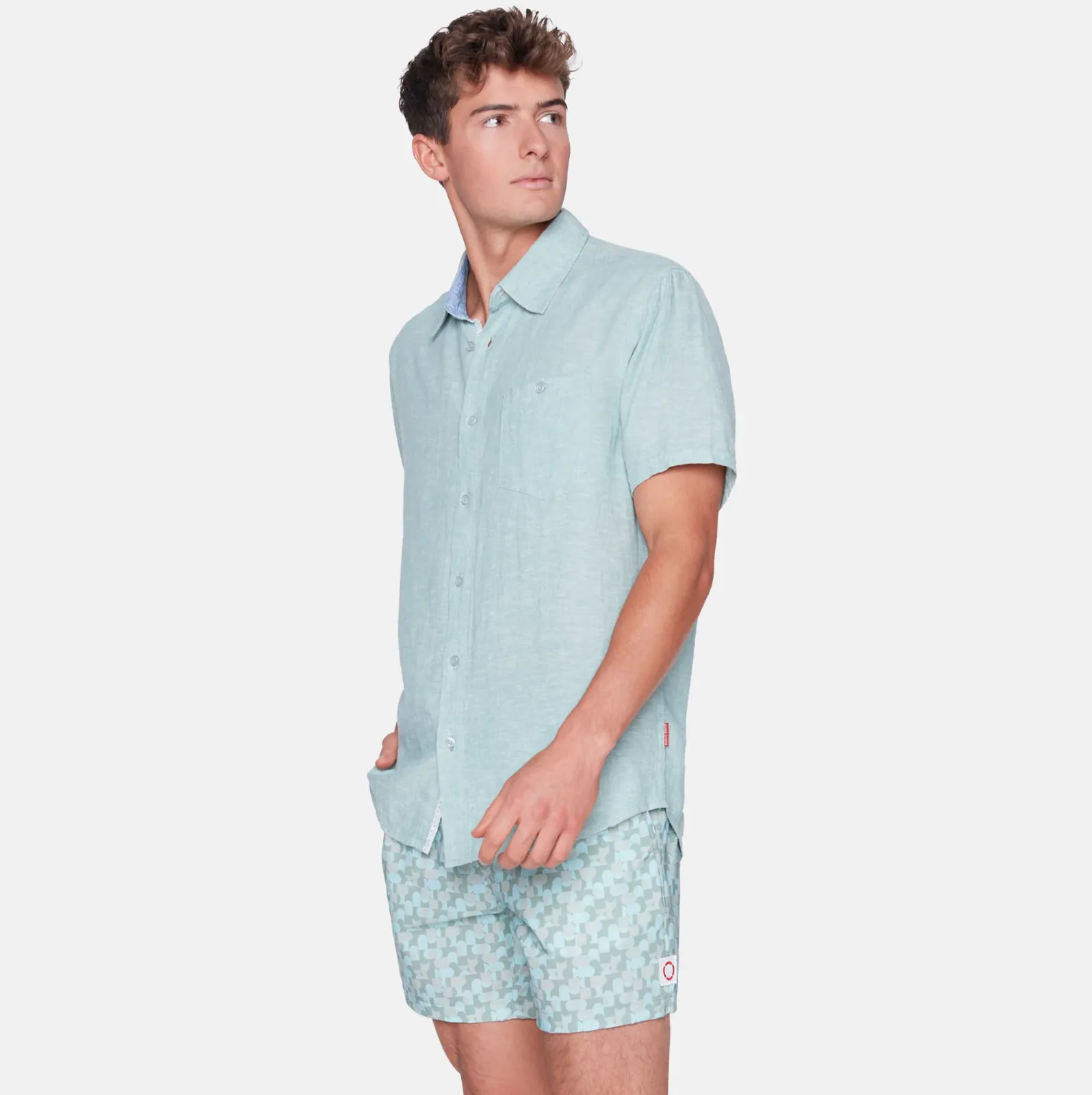 SHORT SLEEVE LINEN BLEND SHIRT