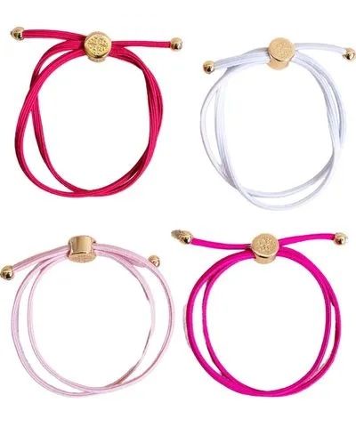 Smith & Co. Jewel Design Women's Pink / Purple Skinny Hair Tie Set - Pink