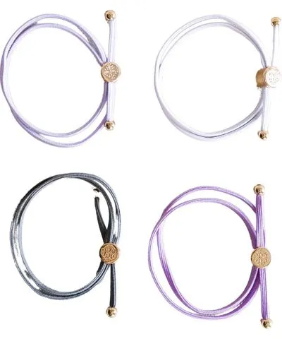 Smith & Co. Jewel Design Women's Pink / Purple Skinny Hair Tie Set - Purple