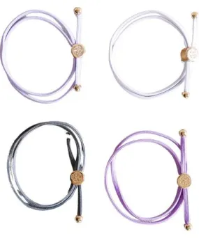 Smith & Co. Jewel Design Women's Pink / Purple Skinny Hair Tie Set - Purple