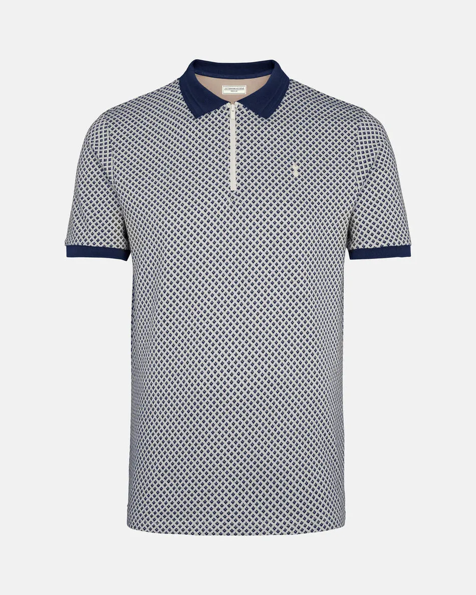 Spurs Mens Cream Yarn Dyed Jaquard Pattern Polo