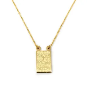 Stainless Steel Necklace Double Lords Prayer Gold Plated