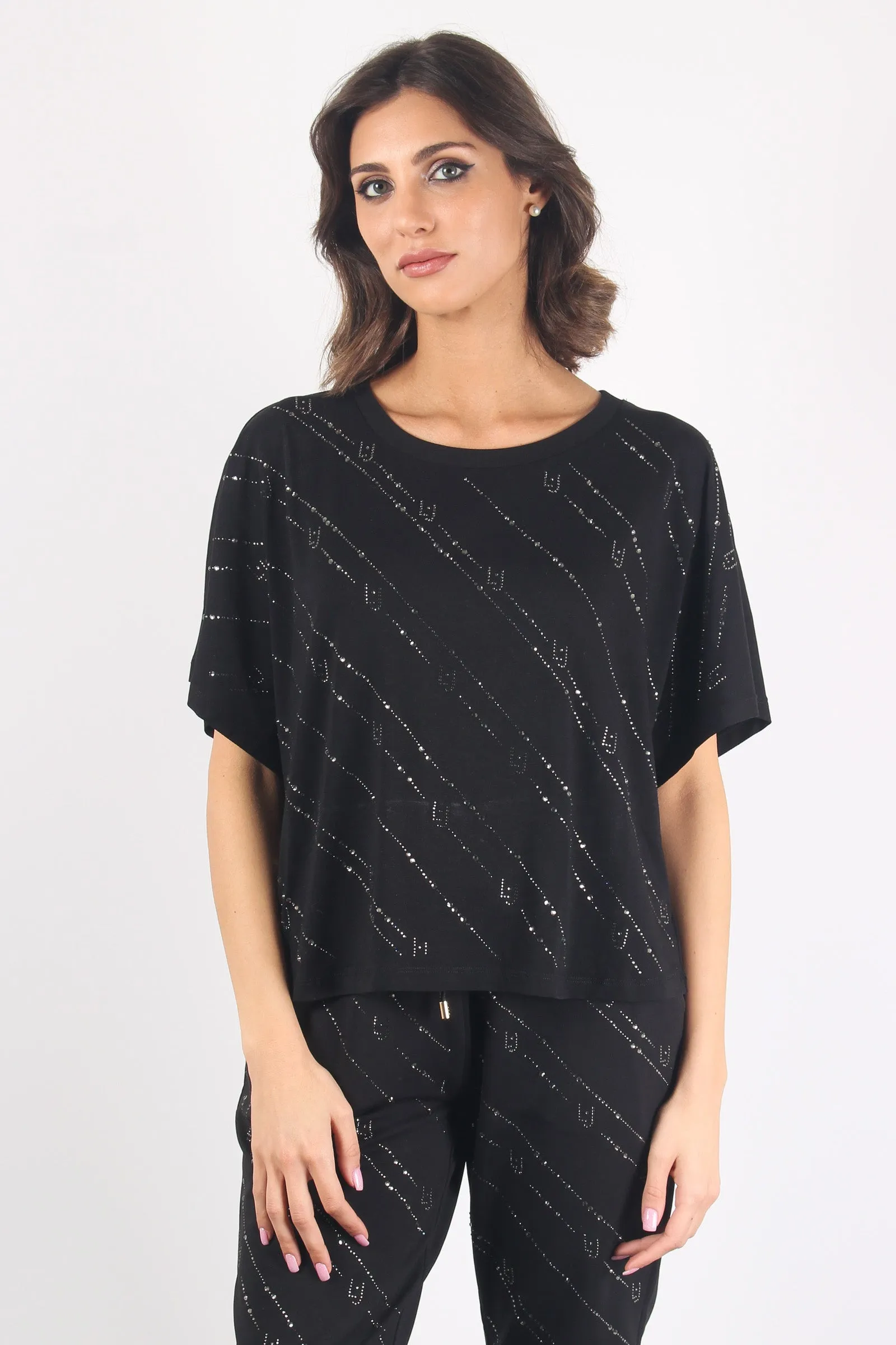 T-shirt Multi Strass Nero/strass