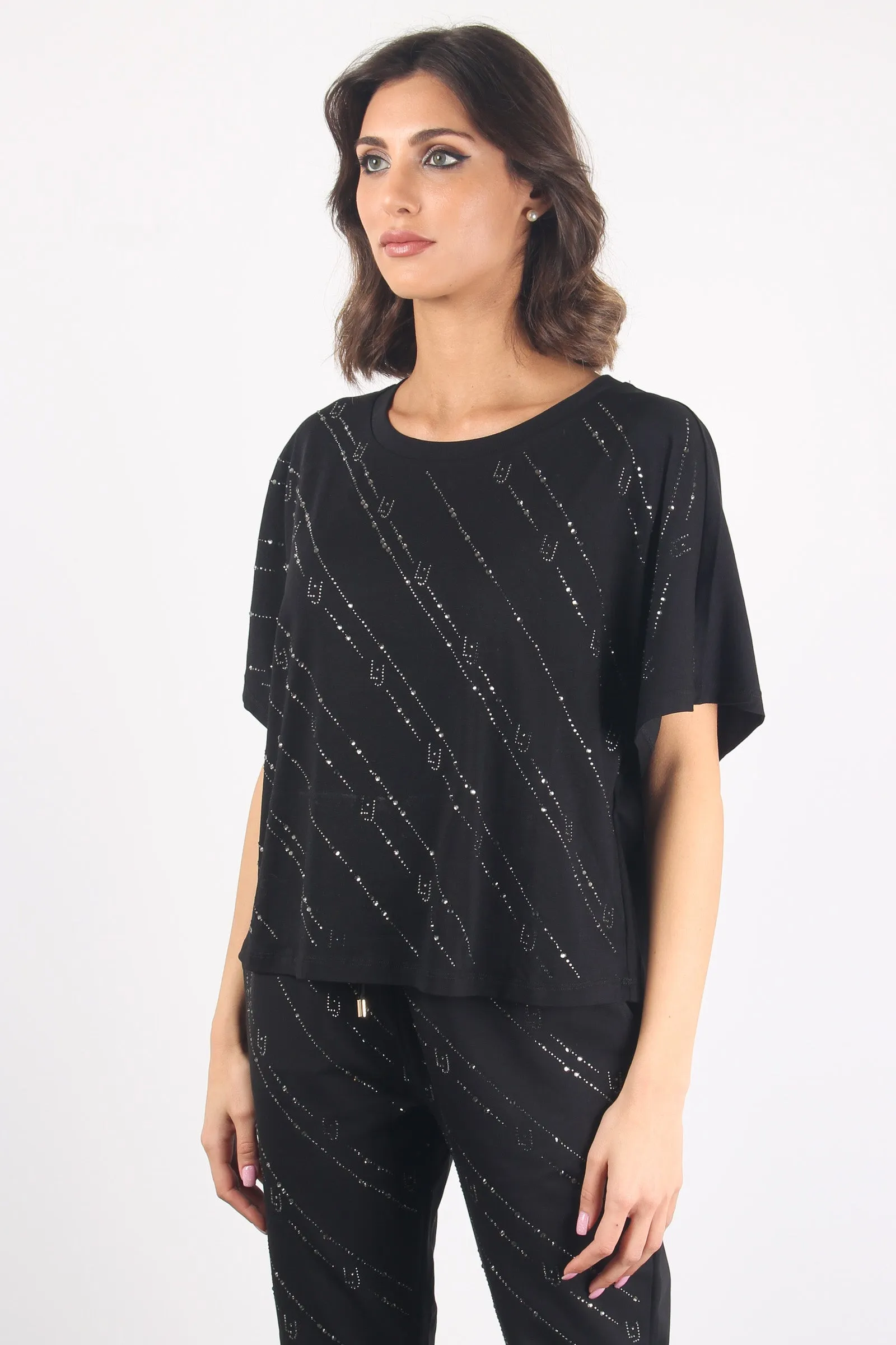 T-shirt Multi Strass Nero/strass