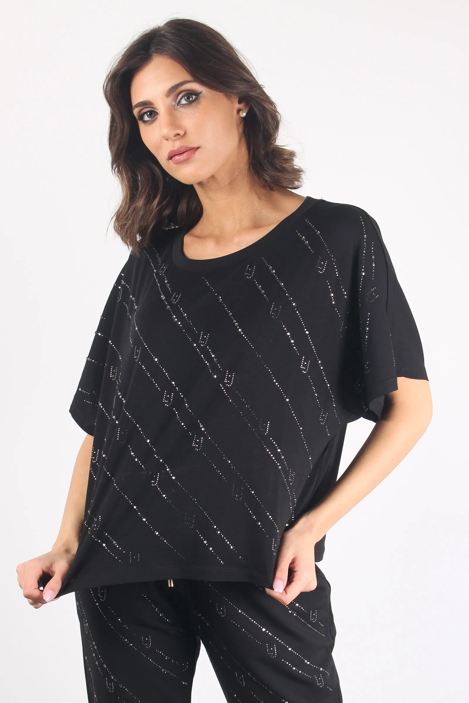 T-shirt Multi Strass Nero/strass