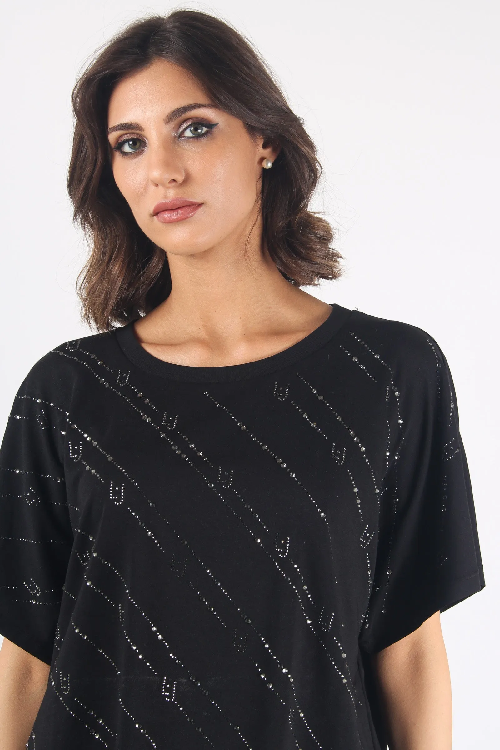 T-shirt Multi Strass Nero/strass