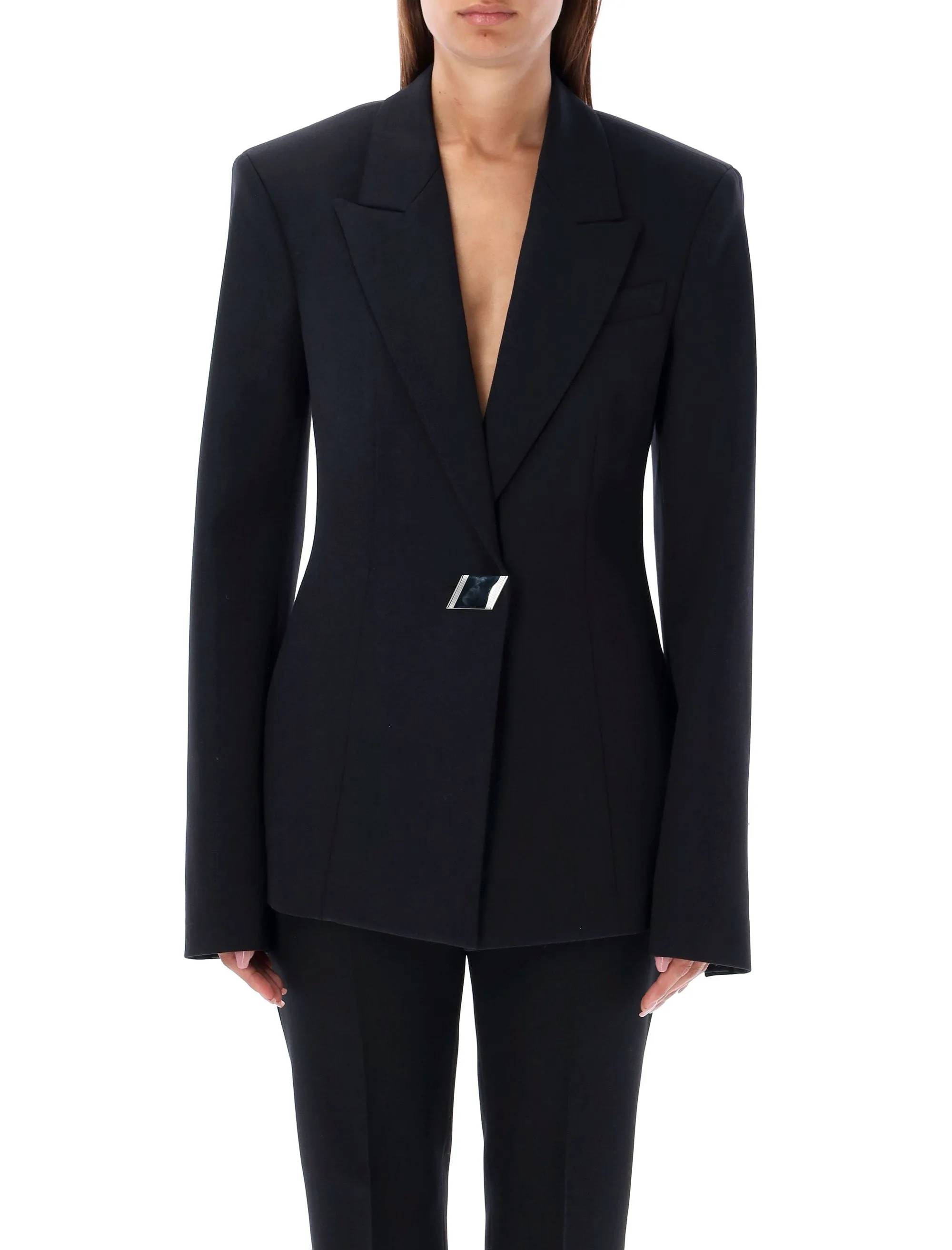 THE ATTICO Elegant Oversized Black Blazer with Structured Shoulders