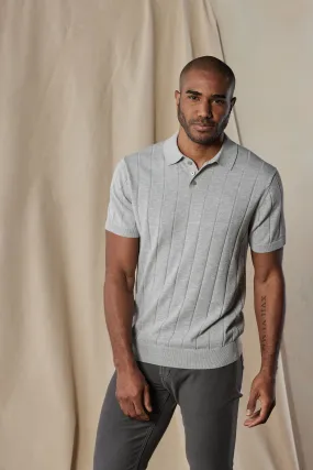 The Normal Brand Robles Rib Stitch Polo In Heather Grey