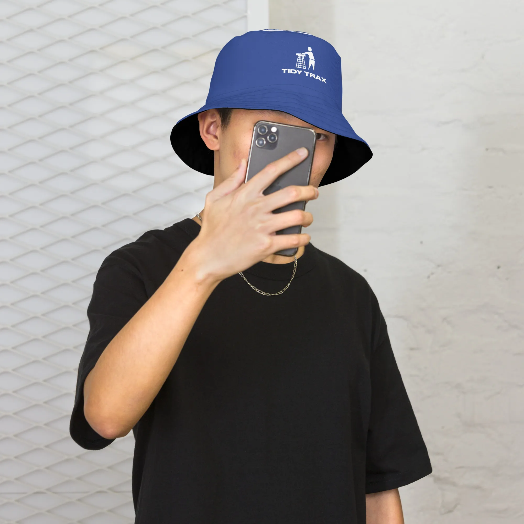 Tidy Blue & White Reversible Bucket Hat