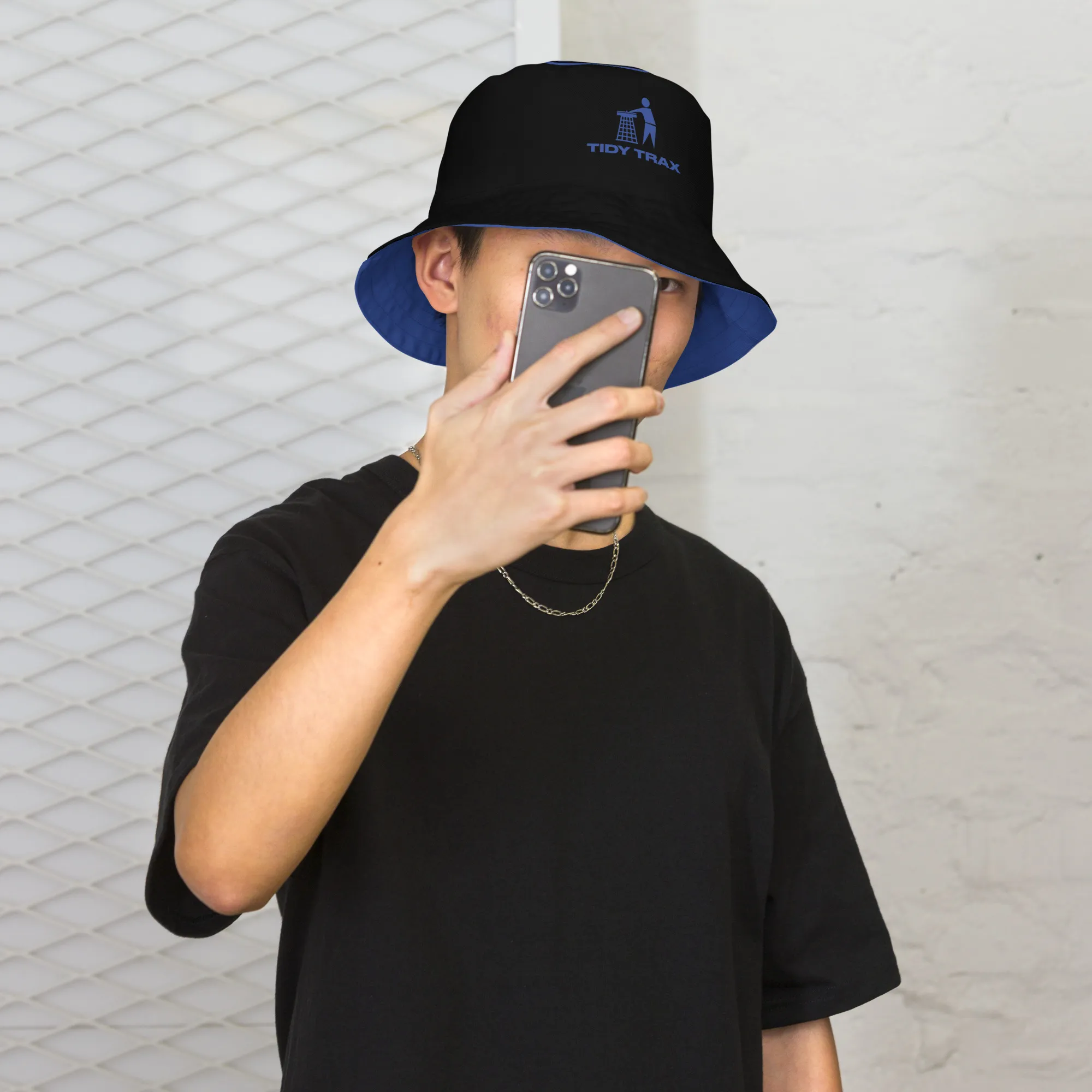 Tidy Blue & White Reversible Bucket Hat