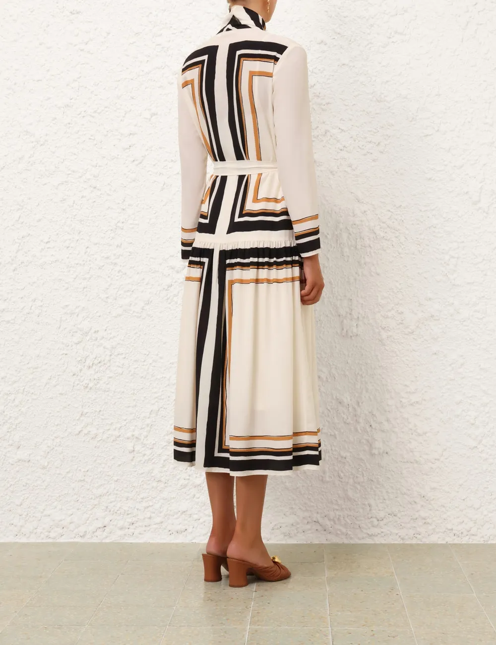 Tie Neck Midi Dress