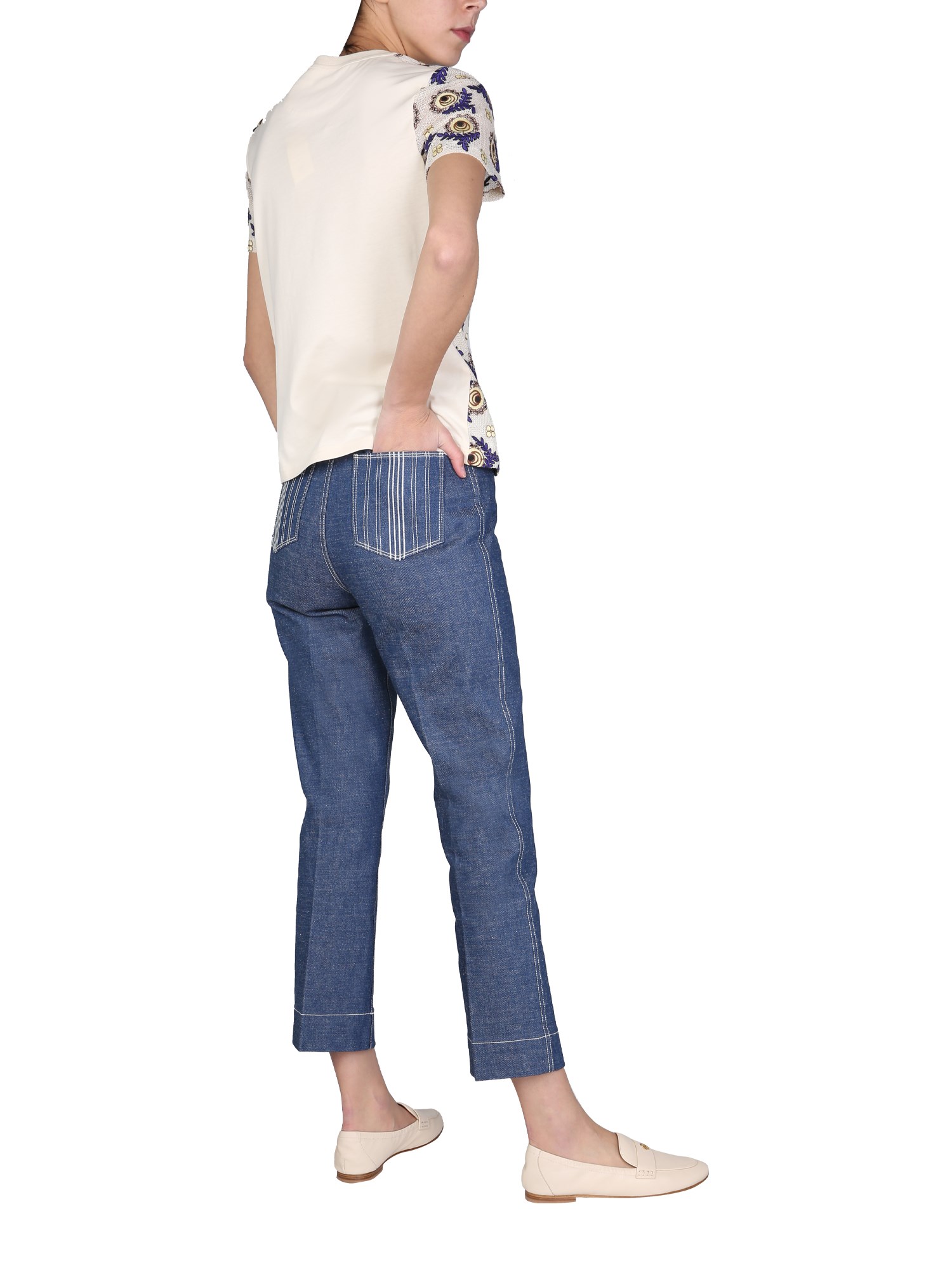 TORY BURCH    WIDE LEG COTTON DENIM JEANS