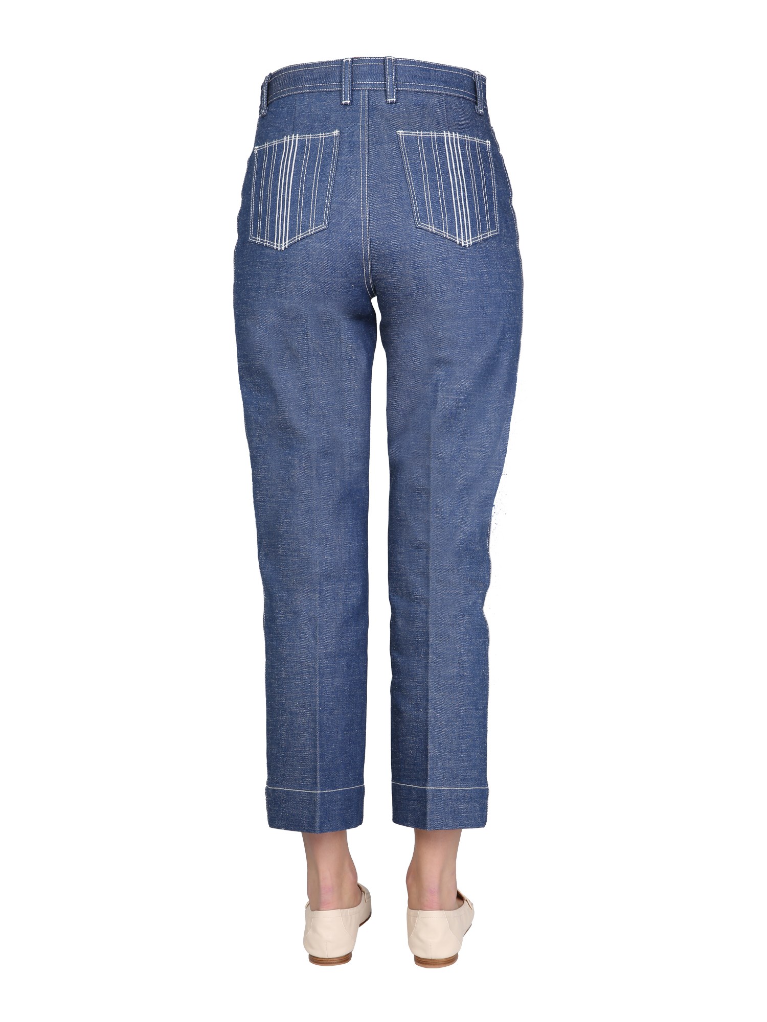 TORY BURCH    WIDE LEG COTTON DENIM JEANS