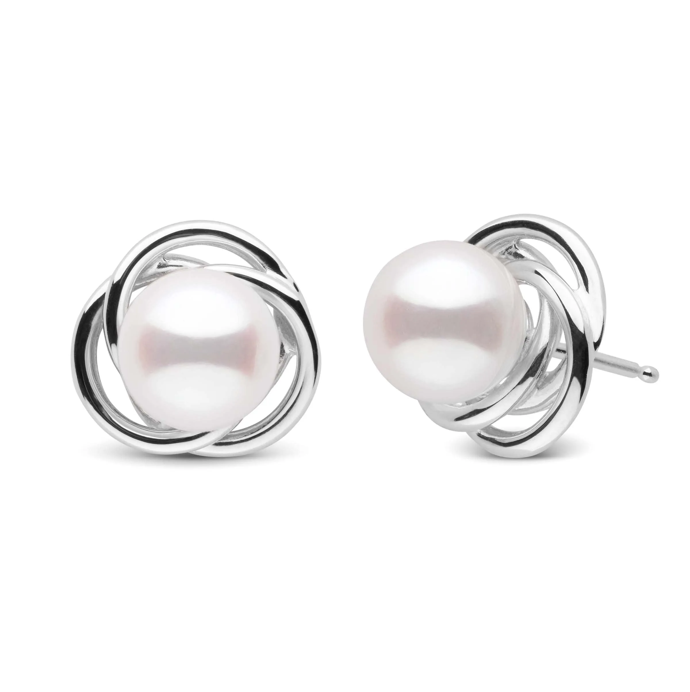 Trilogy Collection White Akoya Pearl Earrings