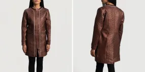 Trudy Lane Quilted Maroon Leather Coat