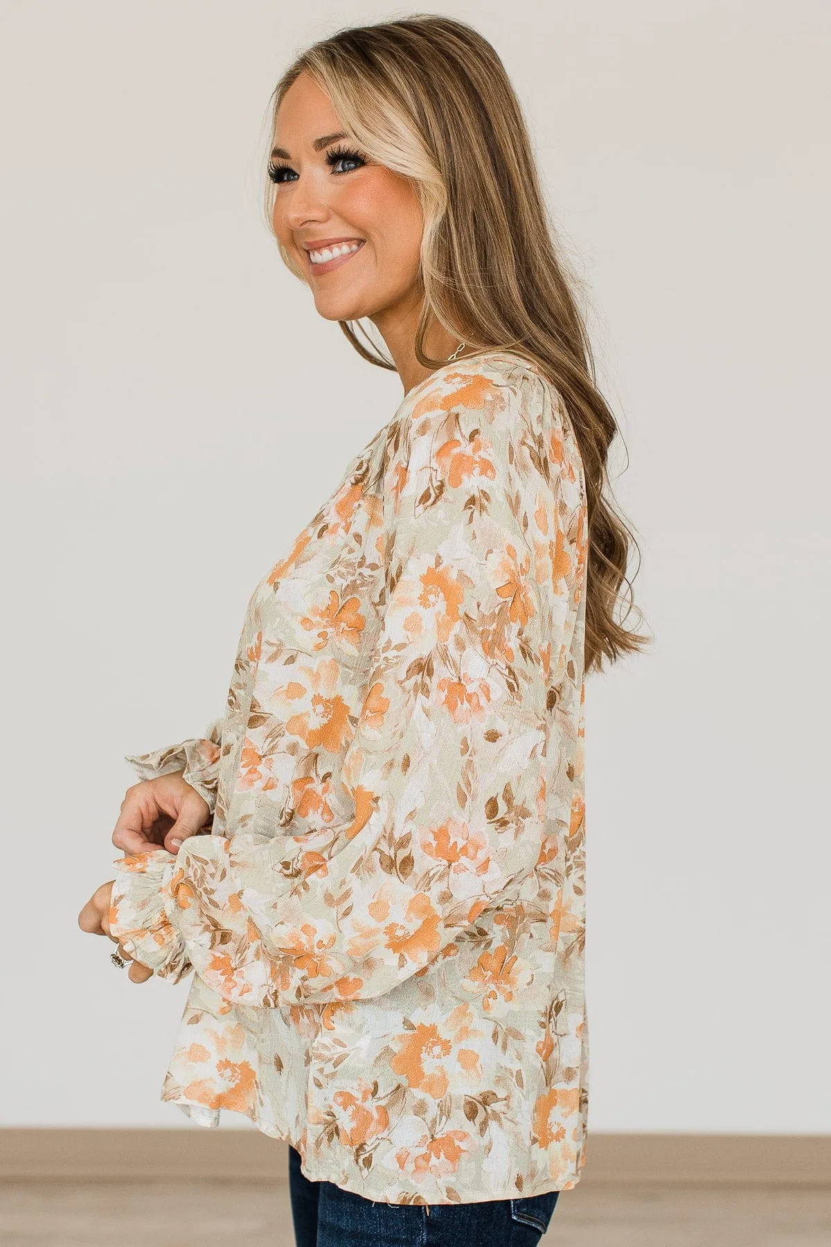 Trust The Process Floral Blouse- Light Sage