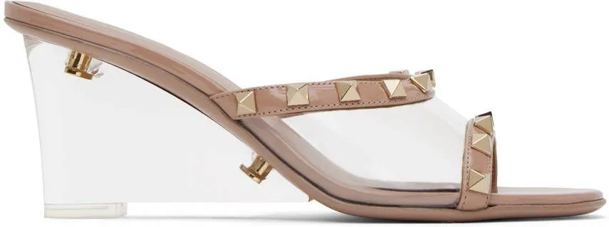 Valentino Garavani Pink Rockstud Skin Heeled Sandals